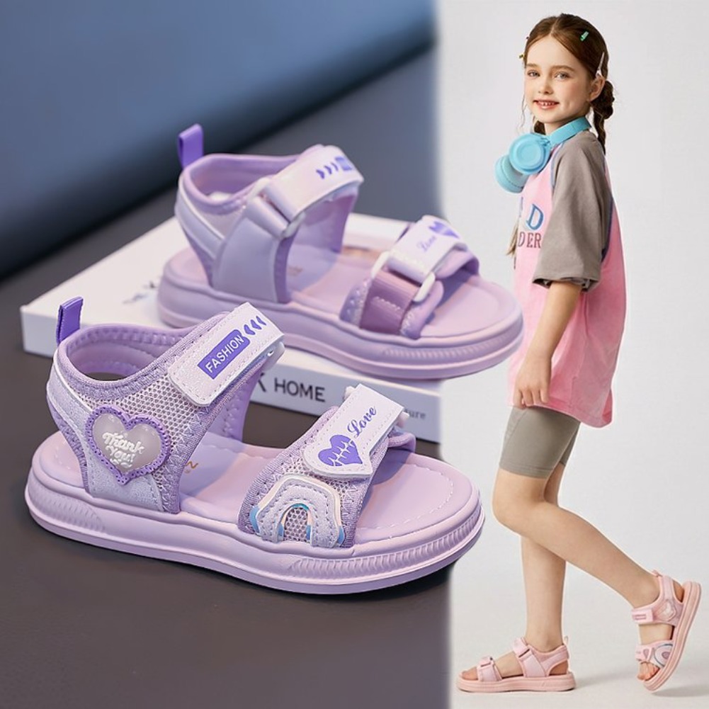 Velcro Hook Loop - Mädchen Herzförmige Prinzessinnen-Sandalen, Frühling/Sommer 2026 Neuer