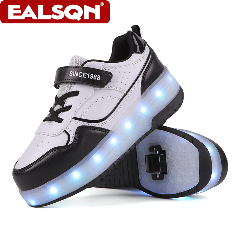 Velcro Hook Loop - Neue LED-Leucht-Rollschuhe für Kinder mit Doppelrad-Design