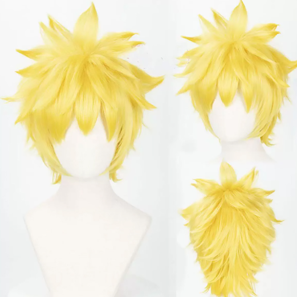 Wig Fiber Net - Kunsthaar-Perücke, Uzumaki Cosplay-Perücke, gelbe lockige kurze